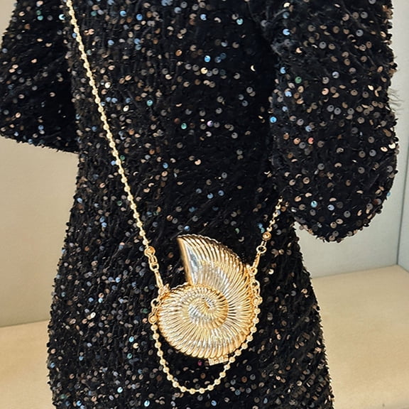 Mini Alloy Seashell Crossbody Bag Stylish Women's Shoulder Purse Compact Makeup Clutch For Everyday