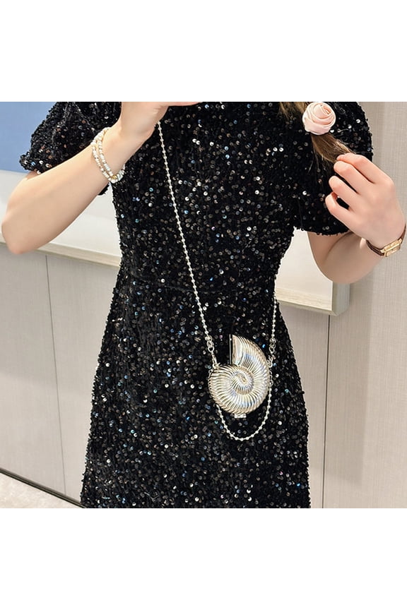 Mini Alloy Seashell Crossbody Bag Stylish Women's Shoulder Purse Compact Makeup Clutch For Everyday