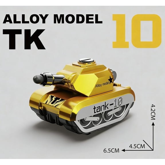 Mini Alloy Tank Model Toy 2.6in Rotatable Turret Shooting Missile Pocket Tank Desktop Decor Gift Yellow