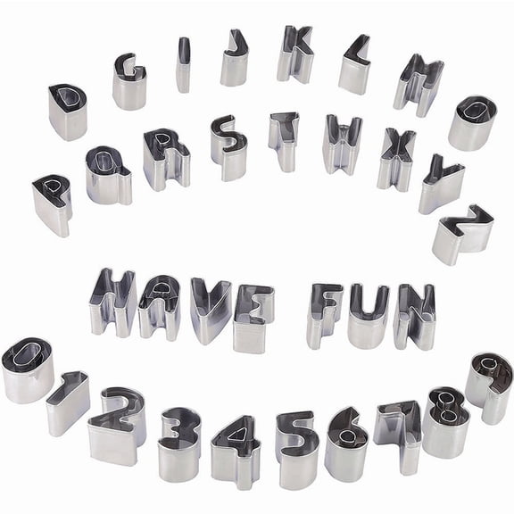 Mini Alphabet and Number Cookie Cutters Set of 36 Pieces Stainless Steel Small Mold Tools for Fondant Biscuit, Cake, Fruit, Vegetables