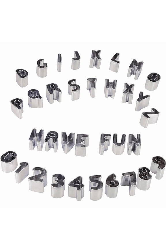 Mini Alphabet and Number Cookie Cutters Set of 36 Pieces Stainless Steel Small Mold Tools for Fondant Biscuit, Cake, Fruit, Vegetables