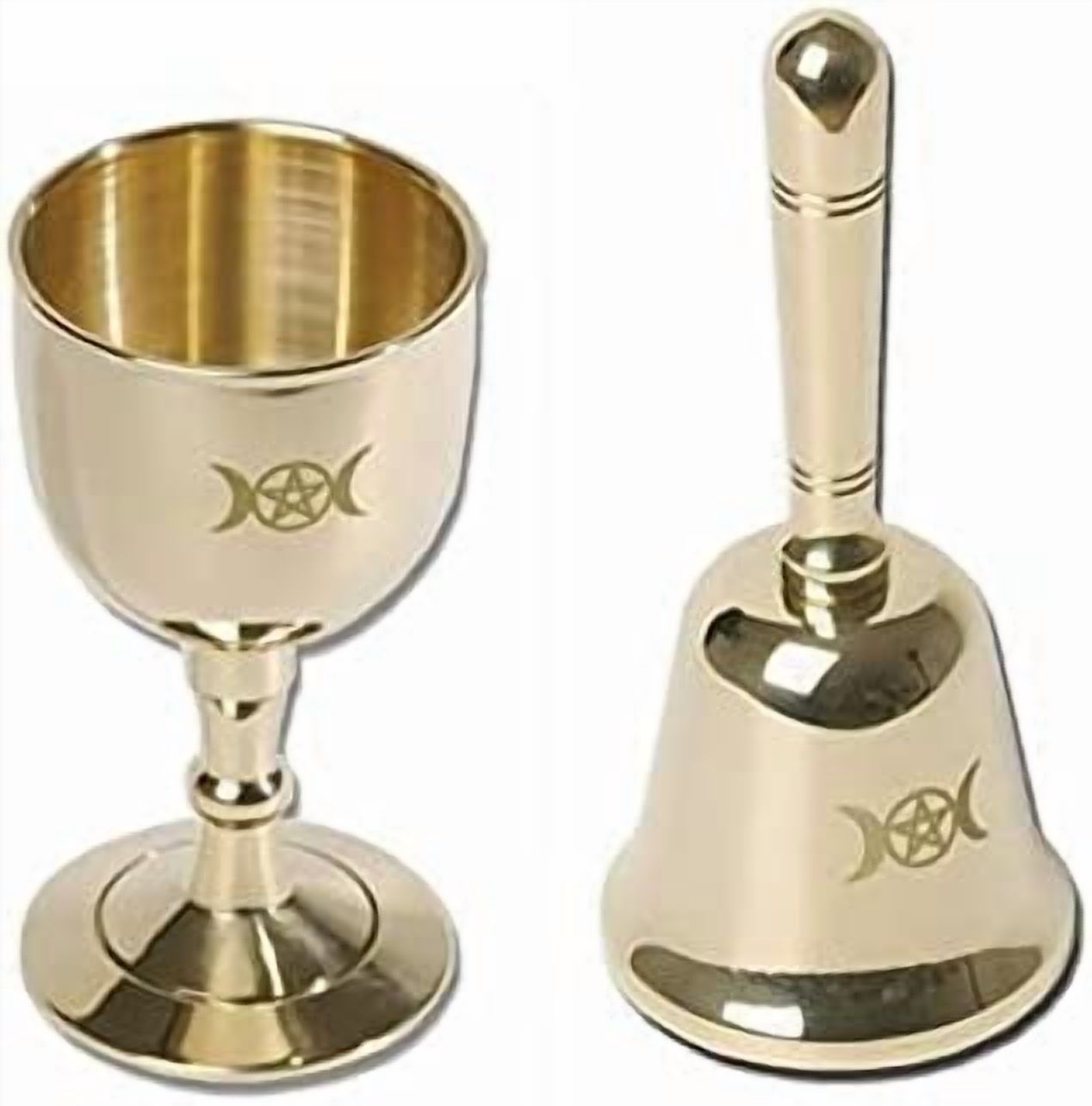 Mini Altar Bell and Altar Chalice, Triple Moon Goddess and Pentagram ...
