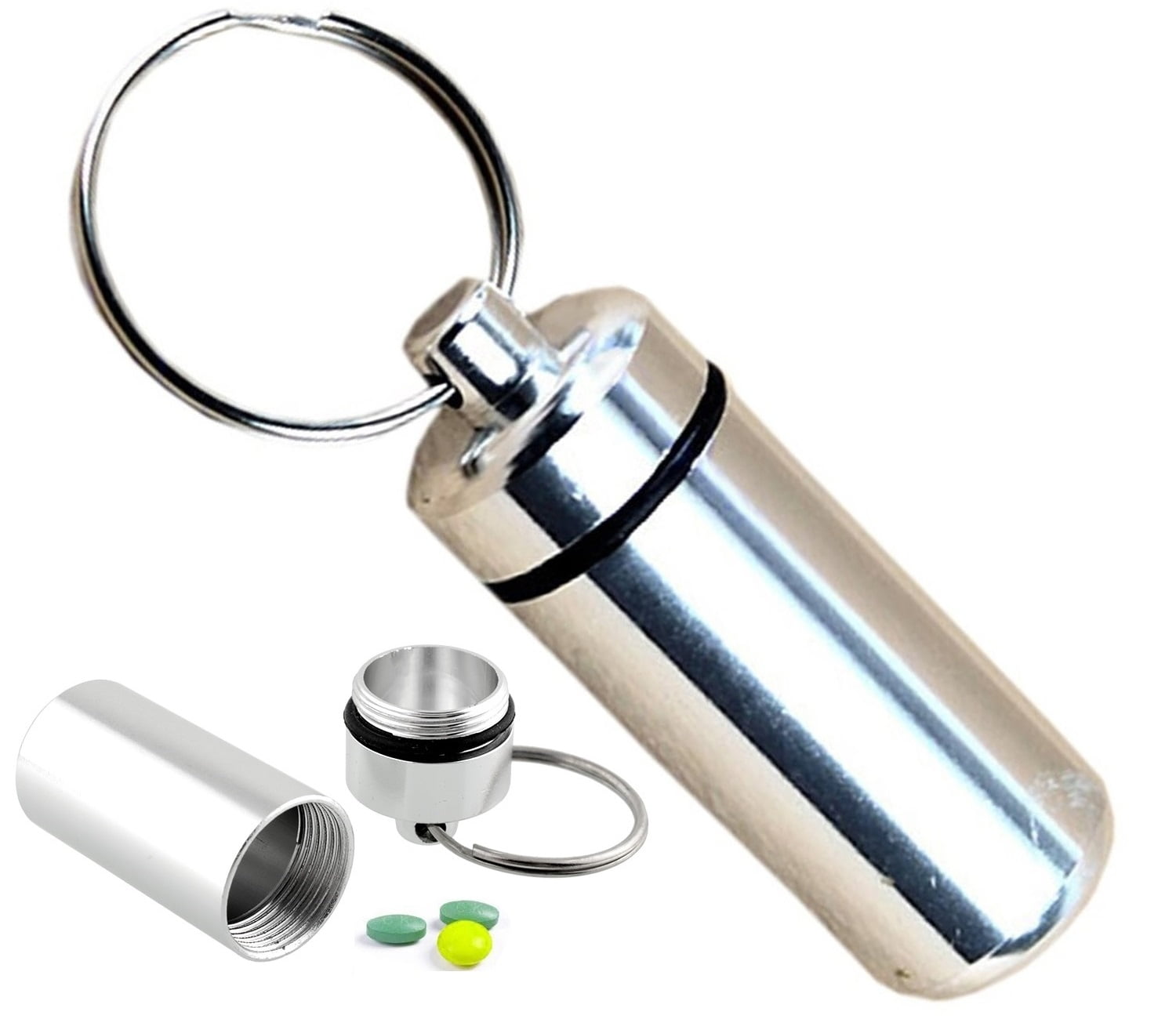 Mini Aluminum Container Stash Keychain Silver Walmart