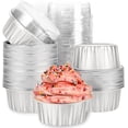 thumbnail image 1 of Mini Aluminum Foil Cupcake Baking Cups with Lids (50pcs, 5oz) Round Cupcake Foil Liners Tart Pie Tin Pan Holder - Disposable Mini Cake Containers Flan Molds for Pudding, Souffle, Party, Wedding, 1 of 7