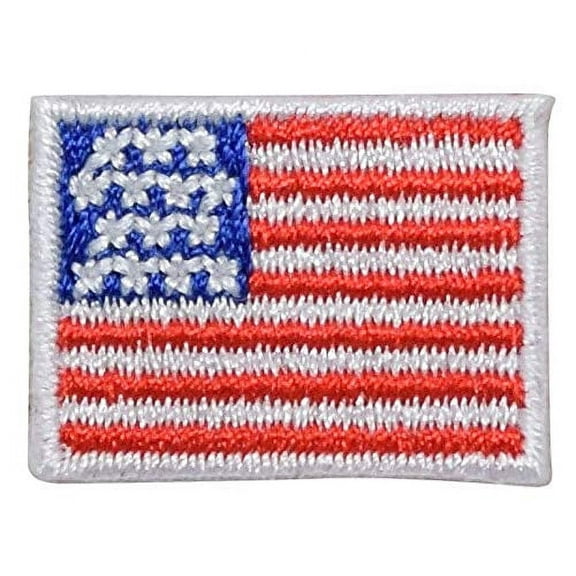 Mini American Flag 1", Embroidered, USA, Patriotic, Iron-on Patch