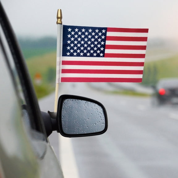 Mini American Flags for Outside American Hand Held Stick Flags with Kid-Safe Spear Top, Patriotic Veterans Day Decorations, 4th of July Decorations，Red