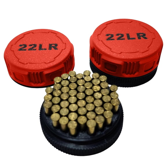 Mini Ammo Storage Boxes for .22LR Ammunition – Compact Durable Ammo Case with Screw-On Lid, Portable Pocket Size - Pack of 1 (Red)