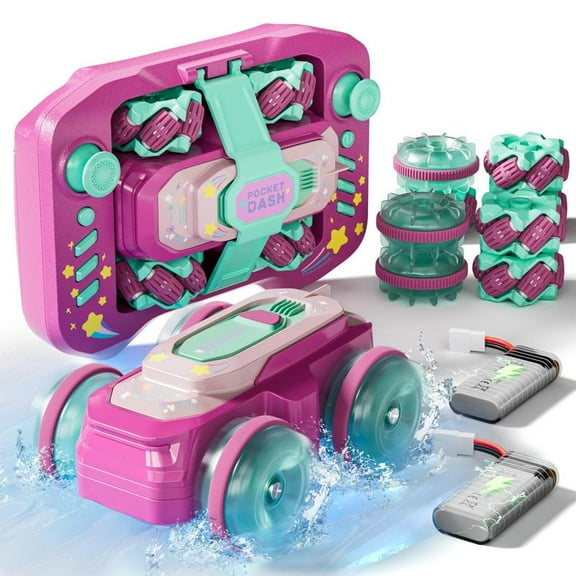 Mini Amphibious Car Red & Pink Best Toy Boy Toy Gift Toy Kids 3 4 5 6+ with Controller Compact Design for Versatile Carving