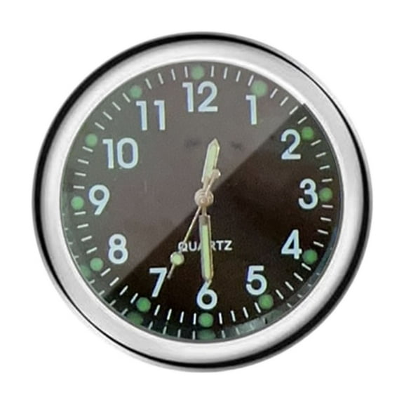 Mini Analog Dashboard Clock with Luminous Hands for Car Vent or Motorcycle - Small Steel Decorative Clock for Home or Office