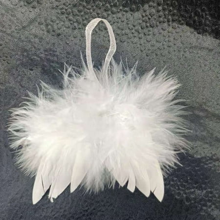 Mini Angel Wing Feather with Polyester Rope for DIY Moppet Makings Kids Photography Props Decorations Accessories White 80x70mm Feather
