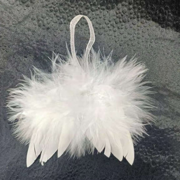 Mini Angel Wing Feather with Polyester Rope for DIY Moppet Makings Kids Photography Props Decorations Accessories White 80x70mm Feather