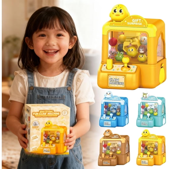 Mini Animal Claw Machine - Electronic Arcade Game for Boys & Girls Ages 3-8 - Cute Plush Toy Vending Machine for Home Indoor Small Game Fun, 3.7*3.7*5.1in, C