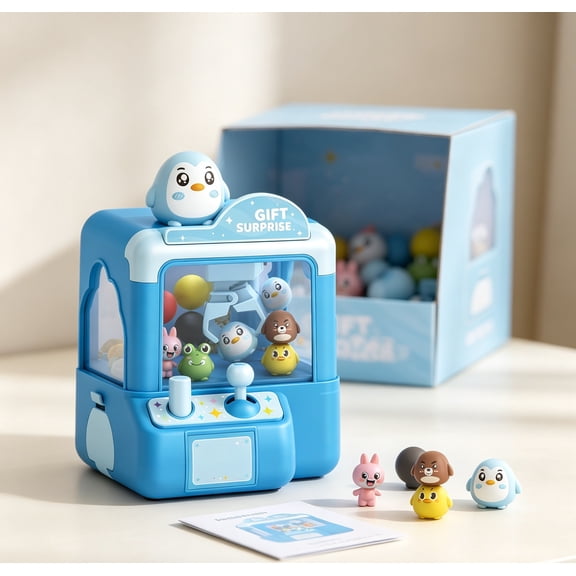 Mini Animal Claw Machine Electronic Arcade Game - Cute Animals Theme Indoor Party Game, Easy Operate Kids Adults All Ages, Compact Space-Saving, Home Party Entertainment Office Fun, A, 1pc
