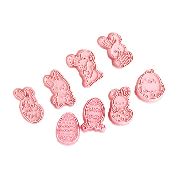 Mini Animal Cookie Cutters Set of 8, 3D Raised Design Rabbit Chicken Carrot Egg Embossing Stamps, Easter Baking Molds