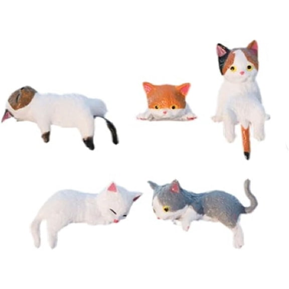 Mini Animal Desk Decor Set, Cute Cat and Corgi Dog Resin Figurines, Small Lifelike Animal Decorations for Desk, Shelf, Home and Office Display