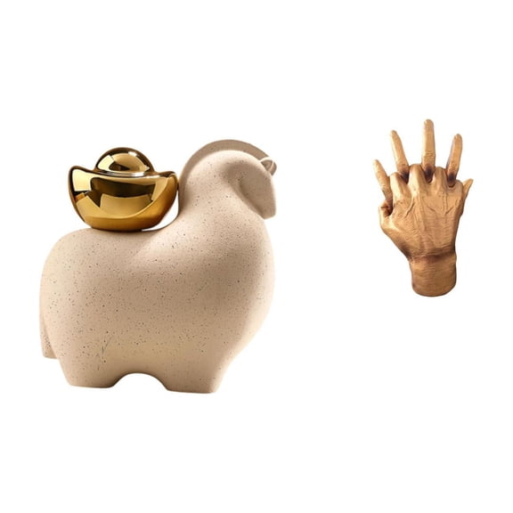 Mini Animal Statue Art Crafts Ceramic Hand Sculpture Unique Lovers Figurine for Living Room Shelf Decor