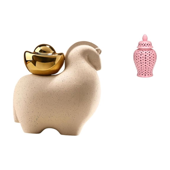 Mini Animal Statue Ceramic Ginger Jar Decorative Vase Ceramic Material Home Living Room Decor