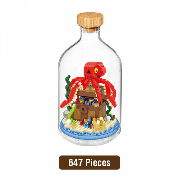 Mini Animals Building Set Creative Insect Block Set Mini Bugs Building Blocks for Adults, Party Favors, Nature Lovers Office Home Decor & Gifts(Squid)