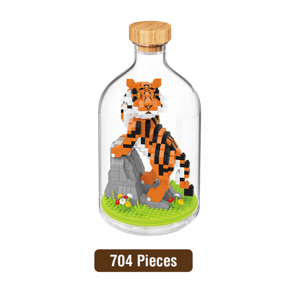 Mini Animals Building Set Creative Insect Block Set Mini Bugs Building Blocks for Adults, Party Favors, Nature Lovers Office Home Decor & Gifts(Tiger)