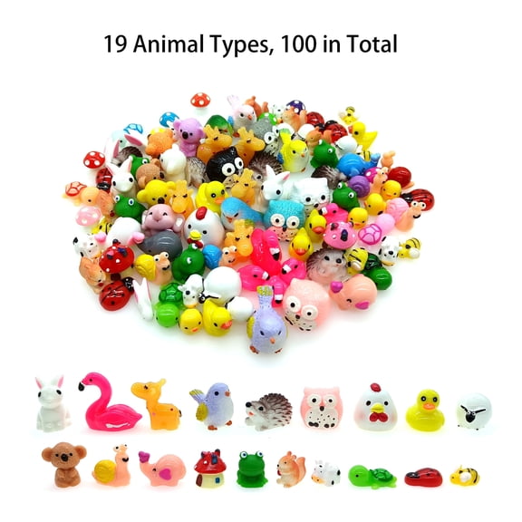 Mini Animals Resin Figurines Variety Pack, Set of 100