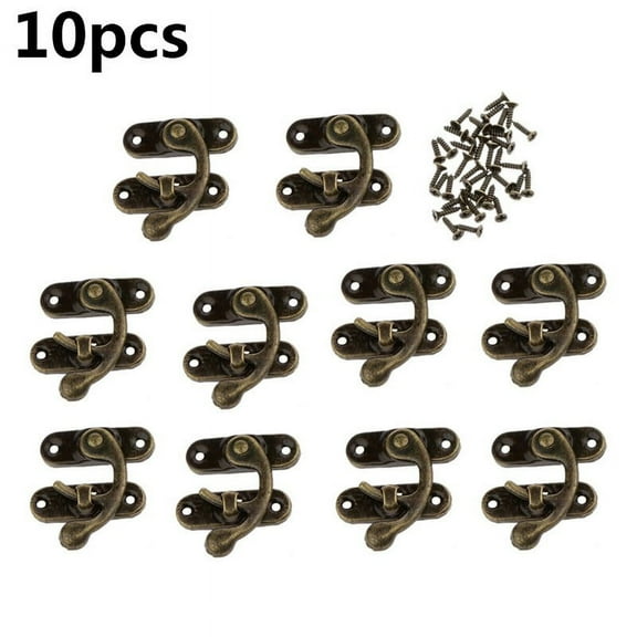Mini Antique Bronze Wood Box Latch Clasp Lock w/ Fixing Screw 10Set Right Hook
