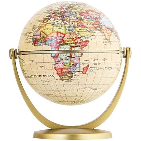 Mini Antique Globe 4-inch / 10 cm - Swivels in All Directions Educational, Decorative, Unique, Small World, Desktop, Vintage (Mini Globe 4")