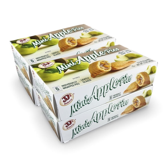 JJ's Mini Apple Fruit Pies Value Pack 6 Count Box | Pack Of 4 (24 Total Pies)