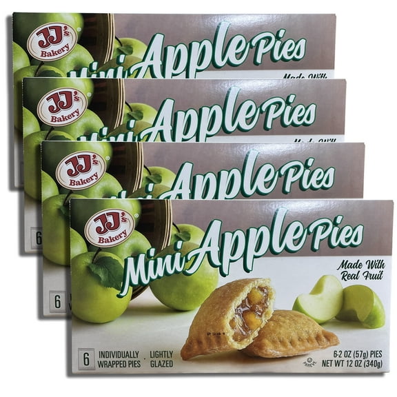 JJ's Mini Apple Fruit Pies Value Pack 6 Count Box | Pack Of 4 (24 Total Pies)