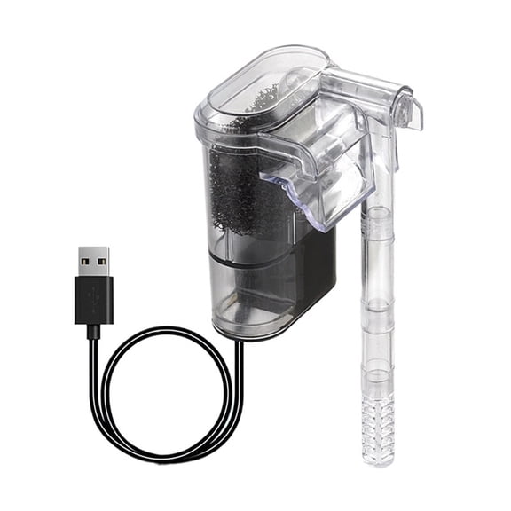 Mini Aquarium Filter Pump - Wall-Hanging USB Filter for Fish Tanks Below 30cm, 250L/H, 2.5W DC 5V