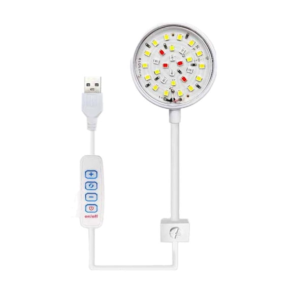 Mini Aquarium LED Light, Clip-On USB Dimmable Fish Tank Lamp for Small Tanks (up to 13 Gallon), Adjustable White/Blue/Green/Red Lighting, Energy Saving, Waterproof