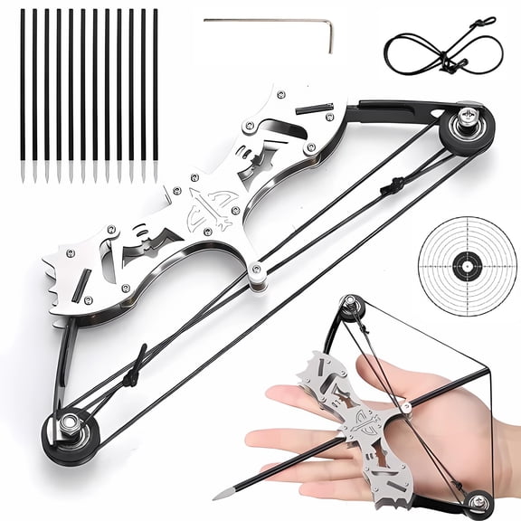 Mini Archery Bow Set 8.7""/10.2"" Mini Compound Bow Mini Hunting Bow Left and Right-Handed General Metal Material Catapult for Shooting/Practice Archery Entertainment Fun