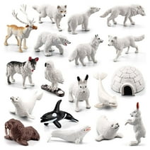 Mini Arctic Animals Toys,Duety 18pcs Arctic Animal Figures,Animals Figurines For Kids Decorations And Bath Sets Polar Bear,Small White Bear Arctic Fox Kids Diorama Birthday Gift