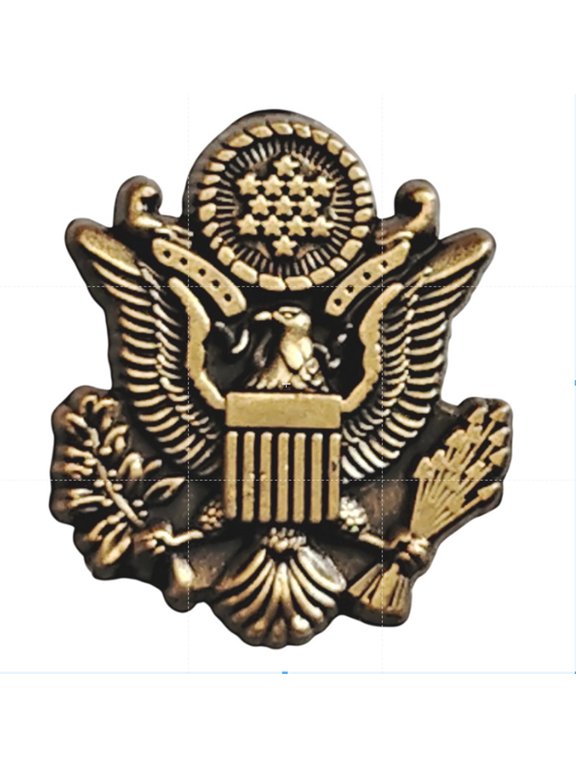 Mini Army Officer Cap Device USA Great Seal, Novelty Hat Lapel Pin 3/4" 5/8"