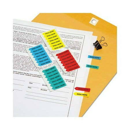 Mini Arrow Page Flags "Sign Here", Blue/Mint/Red/Yellow, 126 Flags/Pack