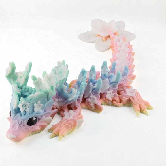 Mini Articulated 3D Printed Dragon – Cute Baby Blossom Dragon | Poseable Fidget Toy for Teens & Adults (5.5 Inches) | Made in USA