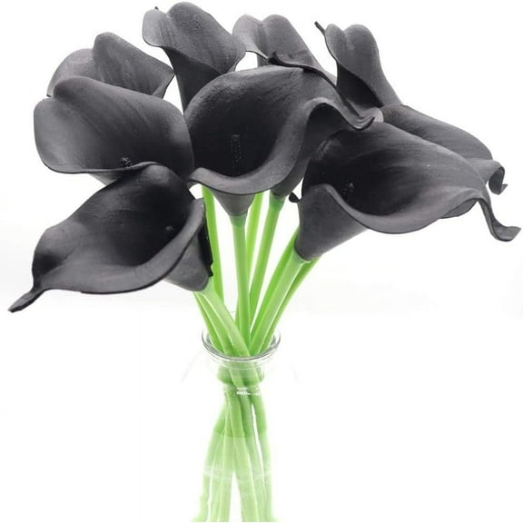 Mini Artificial Calla Lily 10 Stem Bridal Bouquets Artificial Latex Real Touch Flowers for Home Party Decor (Teal Blue White)