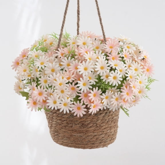 Mini Artificial Chamomile Bouquet Set - Faux Daisy & Orchid Silk Flowers for Wedding Home Decor, Small Fresh Fake Flower Arrangement, Durable Tabletop Centerpiece for Party & Easter Decor, 12*5in, C