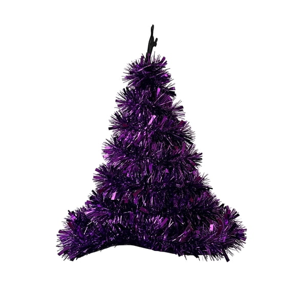 Mini Artificial Christmas Tree 1 Piece Purple Tinsel Tabletop Christmas Tree for Holiday Party Decor