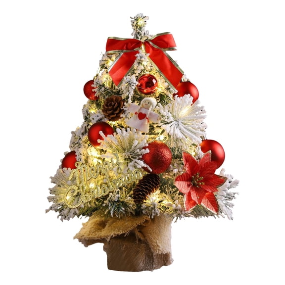 Mini Artificial Christmas Tree 45CM Tabletop Pine Tree with Ornaments Star Topper and Burlap Base for Home Office Holiday Decoration,Christmas Party Gifts And Decor