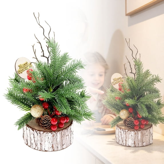 Mini Artificial Christmas Tree Potted Tabletop Xmas Tree for Desk ...