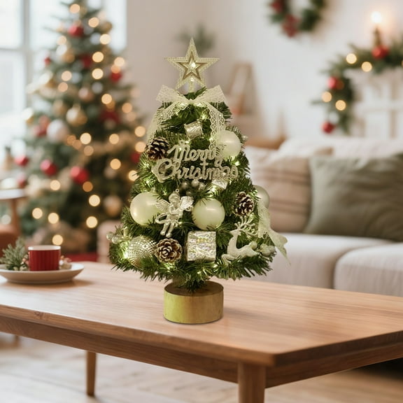 Mini Artificial Christmas Tree for Desktop Decor, Small Tabletop Tree with Stable Base for Office Desk Shelf and Apartment Holiday Decorating(White)