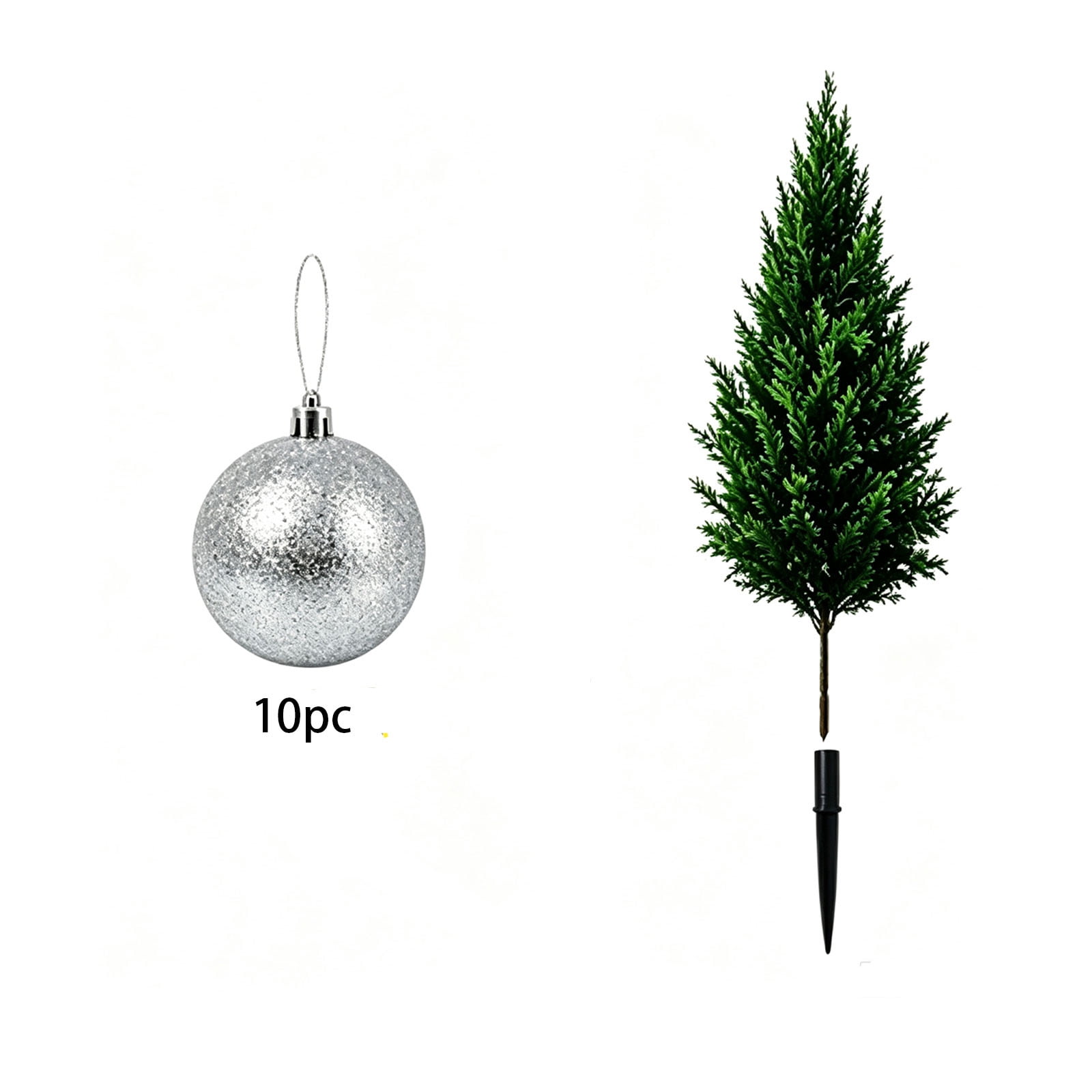 Mini Artificial Christmas Tree with 10 PC Silver Ball Ornaments ...