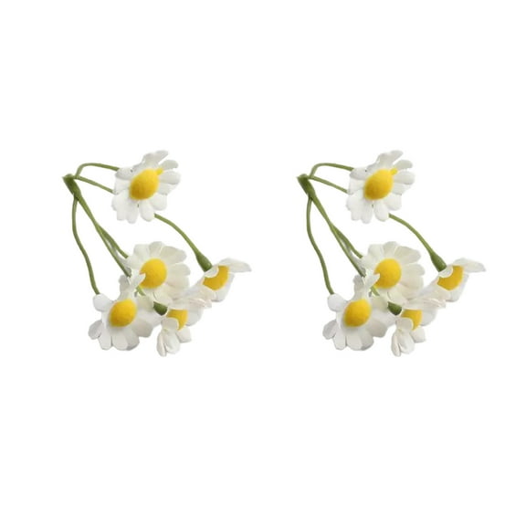 Mini Artificial Daisies 2Pcs Small Daisy Flowers Fake Spring Flowers Decorative Faux Flowers with Stems Home Decoration (White)