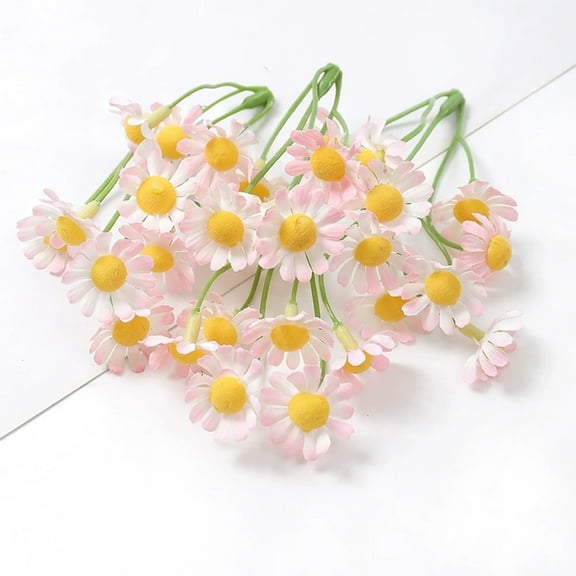 Mini Artificial Daisy Flowers with Stems, Small Fake Spring Marguerite Flowers for Home Decor, Wedding Centerpieces, Craft Arrangements (Set of 10 Mixed Colors)