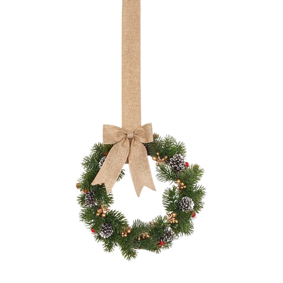 Mini Artificial Greenery Wreath with Ribbon, Small Cedar Eucalyptus Christmas Wreath for Front Door Cabinet Kitchen Window, Farmhouse Porch Wall Holiday Decoration