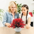 thumbnail image 1 of Mini Artificial Plant Non-Fading Potted Fake Plants with Planter Pot Decorative Photo Props Plastic Desktop Decorative Faux Plant for Home Desk Room Decoration Red, 1 of 5