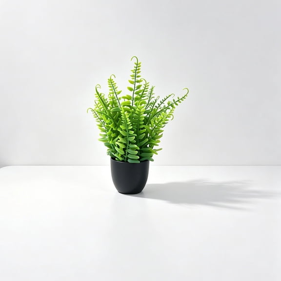 Mini Artificial Potted Plants, Fake Eucalyptus & Fern Greenery with Black Pots, Small Faux Plants for Home, Office & Desk Decor