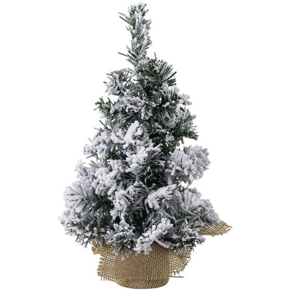 Mini Artificial Snowy Christmas Tree Christmas Table Centerpieces Small Snow Flocked Xmas Tree with Base for Christmas Holiday Party Tabletop Home Decor