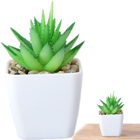 Mini Artificial Succulent Potted Plant, Fake Small Succulent Desk Plant for Home Office, Bathroom Shelf, Tabletop Decor & Modern Minimalist Styling