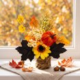 thumbnail image 1 of Mini Artificial Thanksgiving Pumpkin Maple Leaf Potted Plants, Realistic Fall Autumn Greenery Tabletop Ornament, Small Faux Plants Decor for Home Office Desk Indoor Holiday, 1 of 7